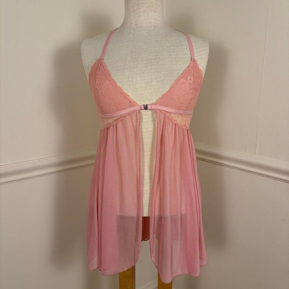 coquette Pink Lace & Mesh Babydoll Lingerie Camisole